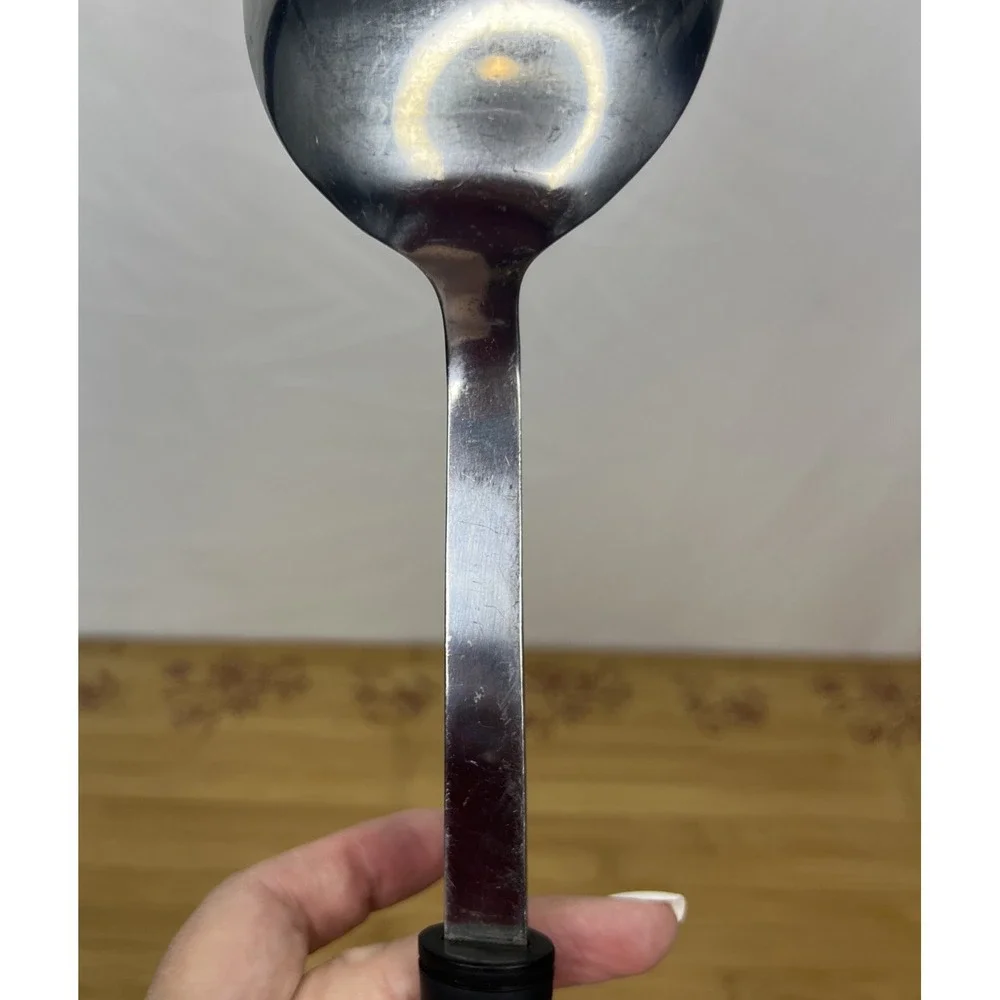 Stainless Steel Cooking/Serving Spoon Black Plastic Handle -‎ 13 inches